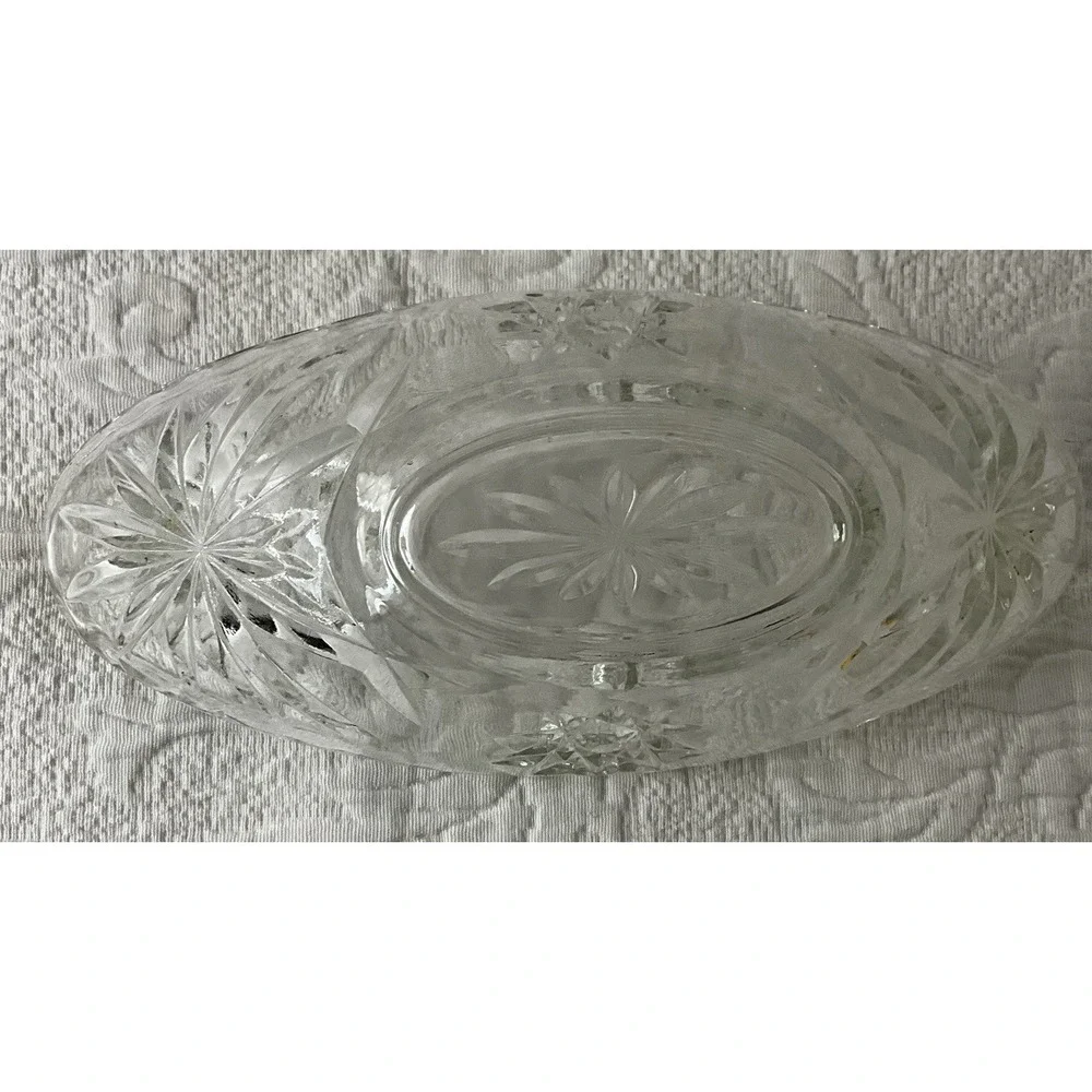 Vtg Anchor Hocking EAPG Star of‎ David Banana Split Gondola Scalloped Glass Bowl